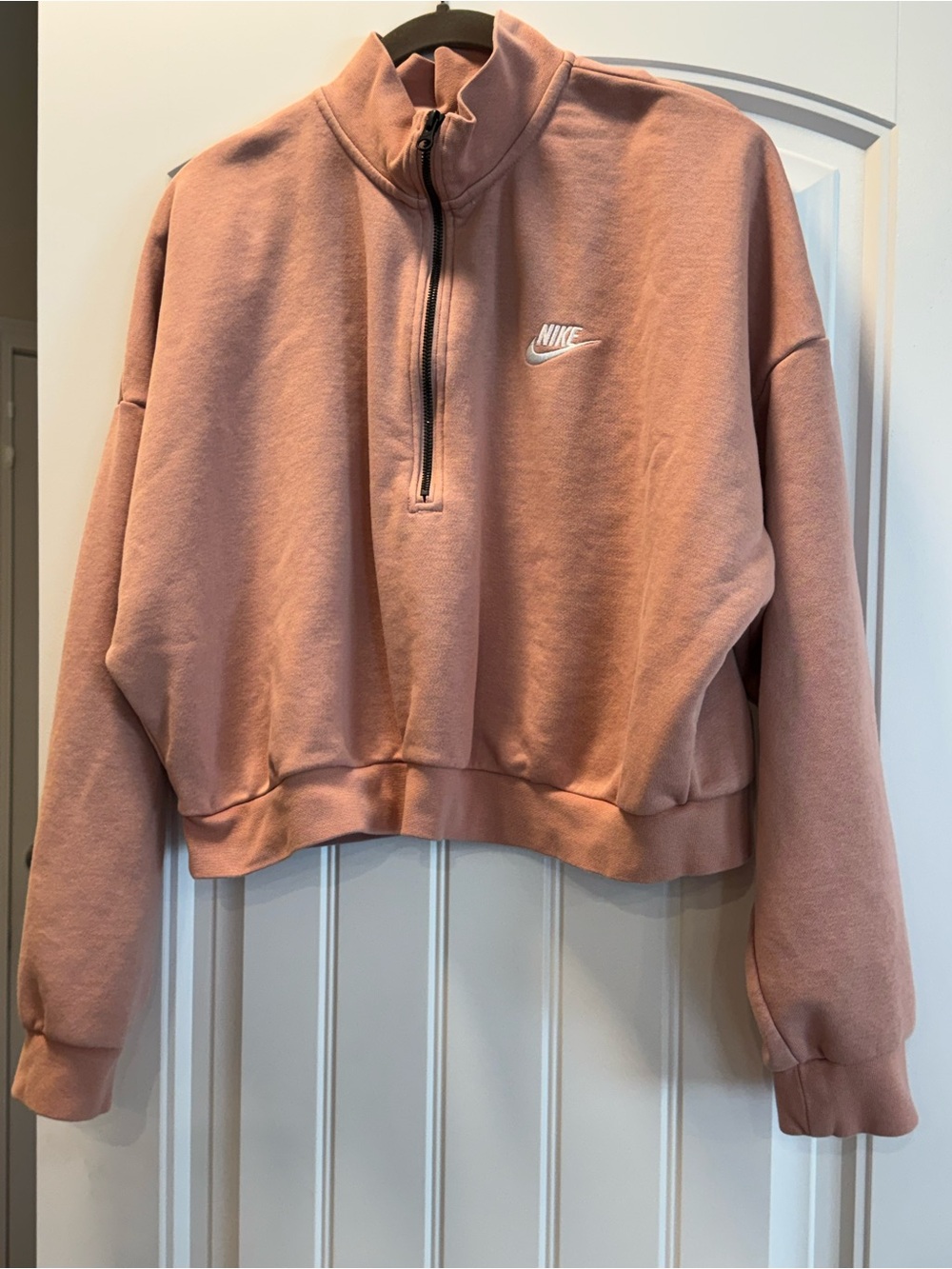 Nike Women’s Dusty Rose Quarter-Zip Cropped Sweatshirt